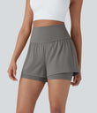 SoftlyZero™ Airy Super High Waisted 2-in-1 Cool Touch Yoga Shorts 5'' with Pockets - Steeple Gray