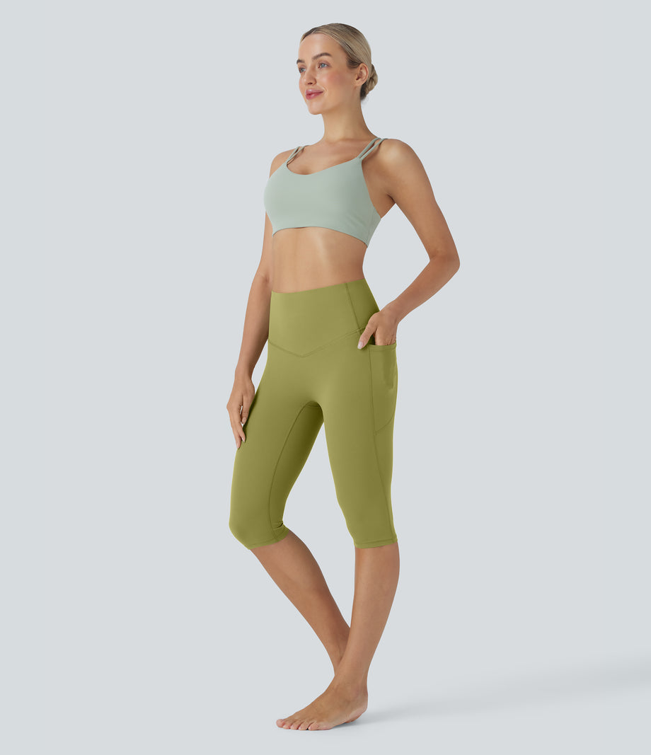 Halara UltraSculpt™ High Waisted Tummy Control Pedal Pusher Yoga Leggings with Pockets - Moss