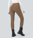 DayStretch High Waisted Zipper Pockets Solid Skinny Cargo Pants - Burro