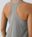 Breezeful™ Backless Racerback Side Pocket High Low Flowy Midi Quick Dry Casual Dress - Dust Gray