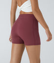 SoftlyZero™ Airy High Waisted Pocket Plain Cool Touch Yoga Shorts 3.5"-UPF50+ - Cordovan