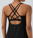 SoftlyZero™ Plush Cut Out Pocket 2-Piece Mini Yoga Active Dress - Black