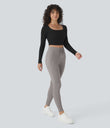 SoftlyZero™ Plush High Waisted Drawstring Pocket Plain Full Length Joggers - Gull