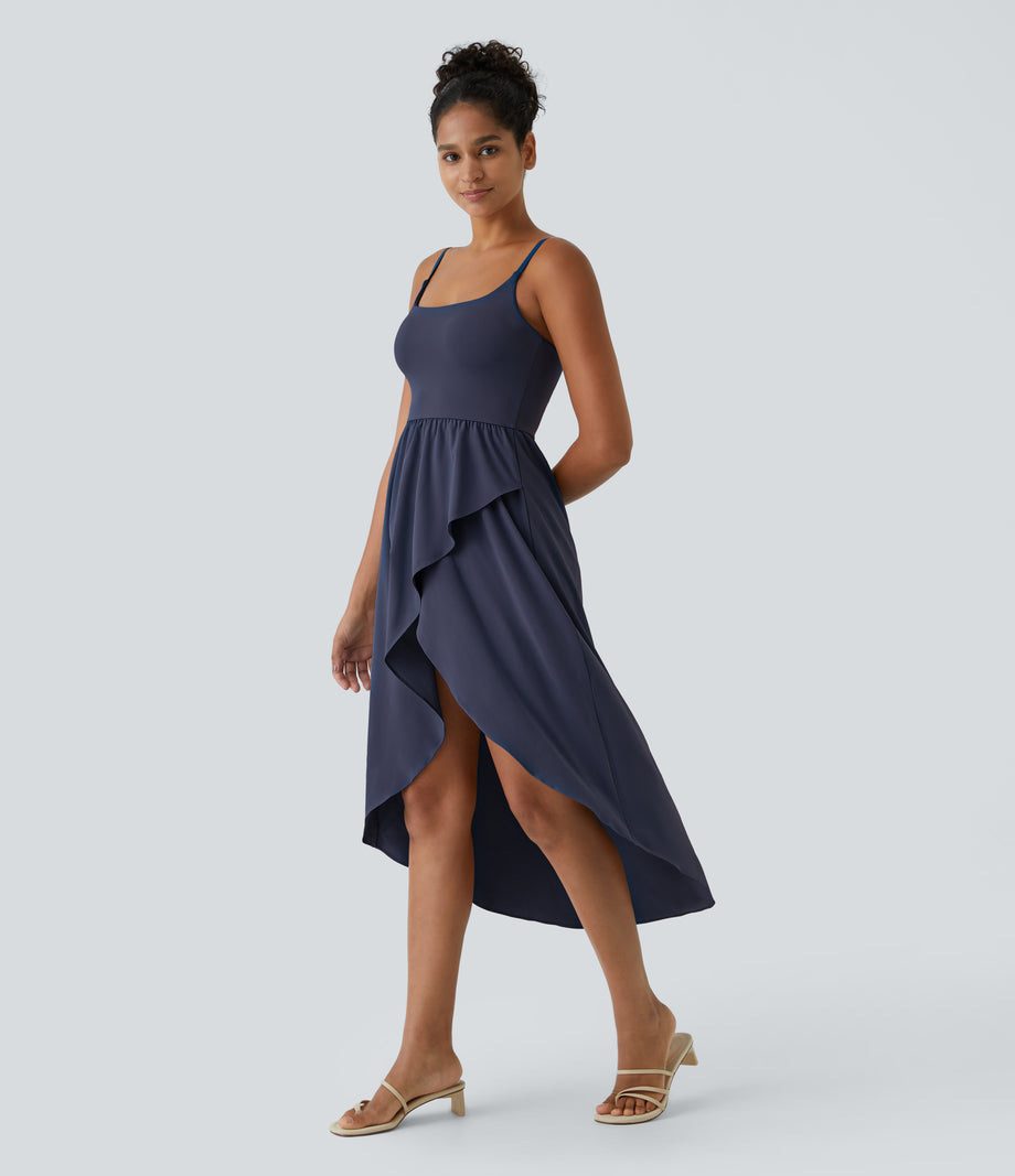 Breezeful™ High Low 2-Piece Pocket Flowy Midi Quick Dry Casual Dress - Patriot Blue