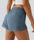 Mid Rise Drawstring Contrast Mesh 2-in-1 Flowy Running Shorts 3'' - Indian Teal