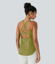 Halara UltraSculpt™ Round Neck Curved Hem Workout Tank Top - Moss