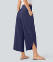 Breezeful™ High Waisted Tummy Control Split Hem Quick Dry Resort Pants with Pockets - Patriot Blue