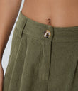 Mid Rise Zipper Pocket Corduroy Casual Pants - Hazel Mist Green