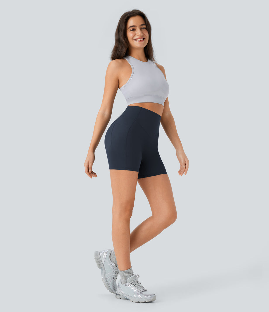 Halara UltraSculpt™ High Waisted Scrunch Butt Lifting Tummy Control Pocket Shaping Workout Biker Shorts 5'' - Carbon