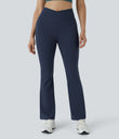 DayStretch High Waisted Crossover Flare Yoga Leggings - Midnight Blue