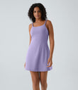 SoftlyZero™ Plush Double Straps 2-Piece Pocket Slip Dance Active Dress A-D Cups - Lavender