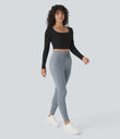 SoftlyZero™ Plush High Waisted Drawstring Pocket Plain Full Length Joggers - Tradewinds