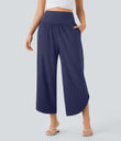 Breezeful™ High Waisted Tummy Control Split Hem Quick Dry Resort Pants with Pockets - Patriot Blue
