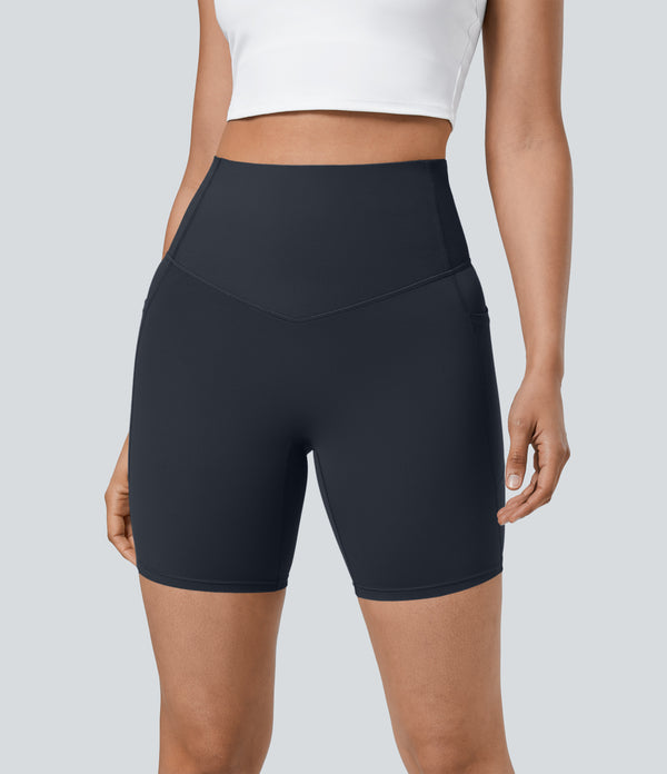 Halara UltraSculpt™ High Waisted Tummy Control Pocket Shaping Training Biker Shorts 7'' - Carbon