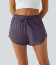 Mid Rise Drawstring Contrast Mesh 2-in-1 Flowy Running Shorts 3'' - Navy Cosmos