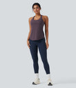 Halara UltraSculpt™ Round Neck Crisscross Back Running Tank Tops DD-F Cups - Night's Purple