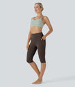 Halara UltraSculpt™ High Waisted Tummy Control Pedal Pusher Yoga Leggings with Pockets - Hot Fudge