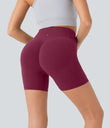 Halara UltraSculpt™ High Waisted Scrunch Butt Lifting Tummy Control Pocket Shaping Workout Biker Shorts 5'' - Red Plum