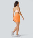 SoftlyZero™ Plush High Waisted Crossover Ruched Yoga Shorts 5'' - Sun Orange
