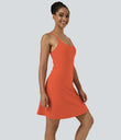 SoftlyZero™ Airy Cut Out 2-in-1 Pocket Cool Touch Longer Active Dress-UPF50+ - Tigerlily