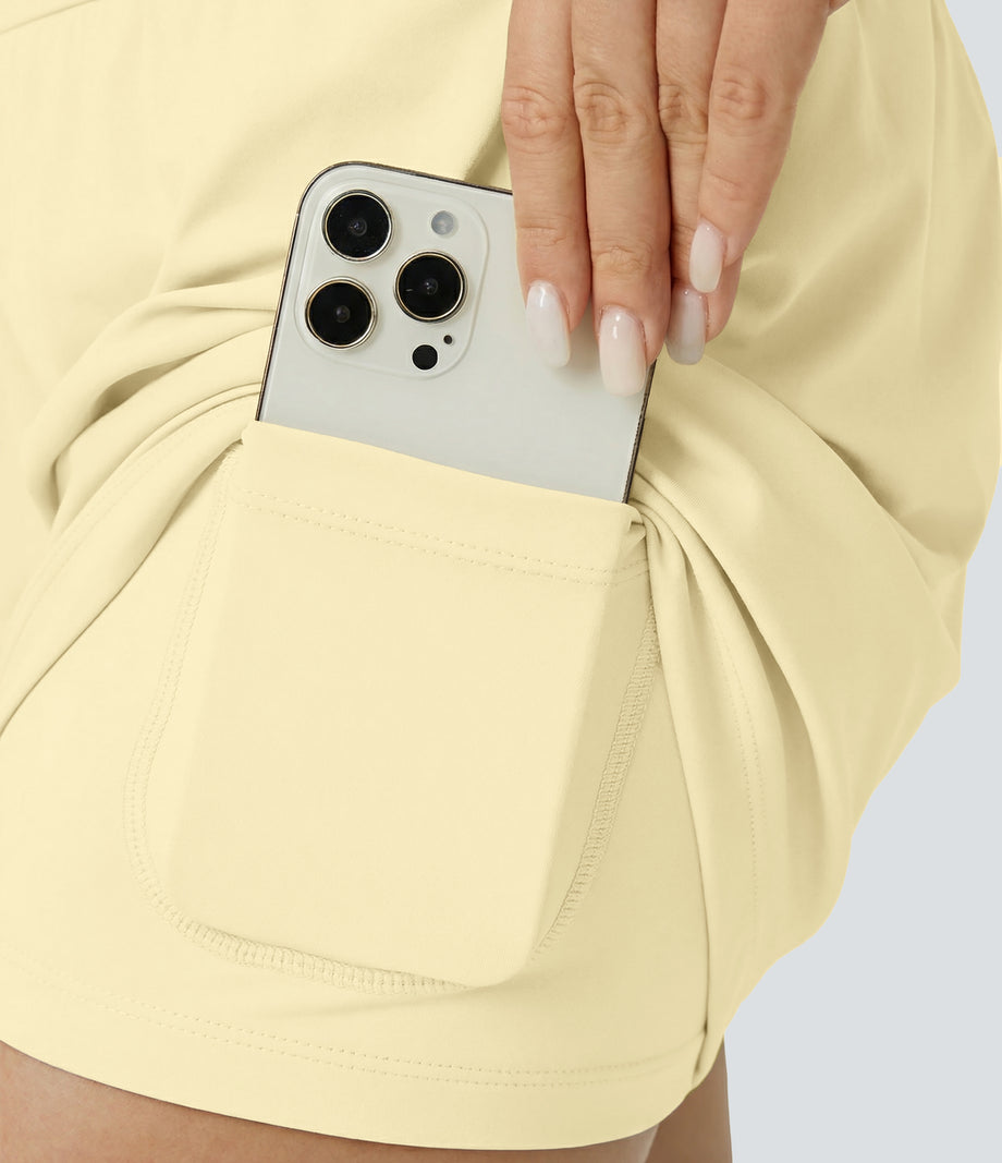 SoftlyZero™ Airy Super High Waisted 2-in-1  Cool Touch Yoga Shorts 5'' with Pockets-Longer Length - Pear Sorbet