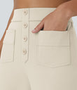 DayStretch High Waisted Pockets Straight Leg Casual Pants - Oat Milk