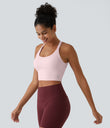 SoftlyZero™ Plush Cut Out Cropped Yoga Tank Top - Primrose Pink