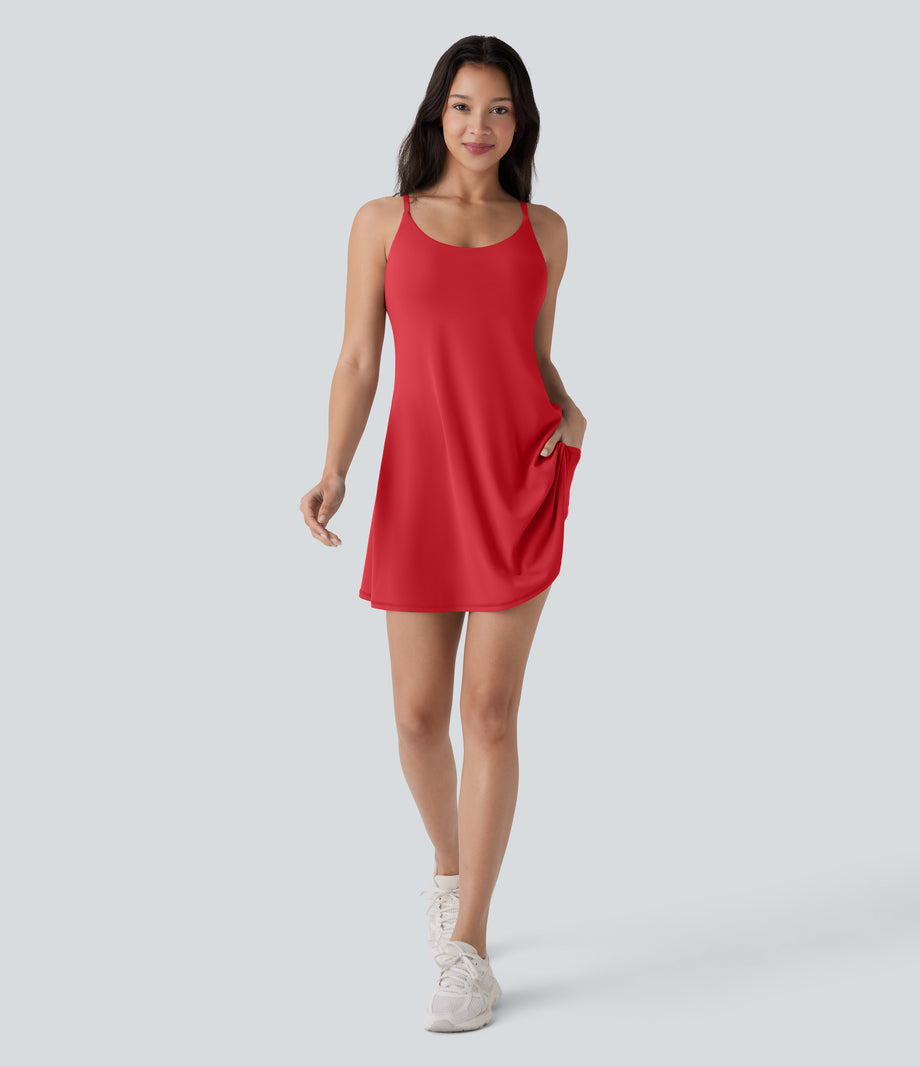 SoftlyZero™ Plush Molded Cups Low Support Dance Active Dress-Easy Peezy Edition A-D Cups - Mars Red