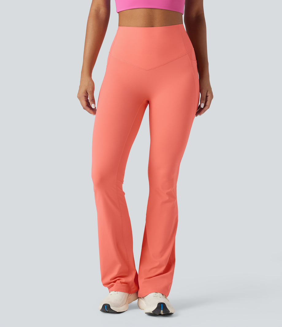 Halara UltraSculpt™ High Waisted Tummy Control Pocket Shaping Yoga Bootcut Leggings - Fusion Coral
