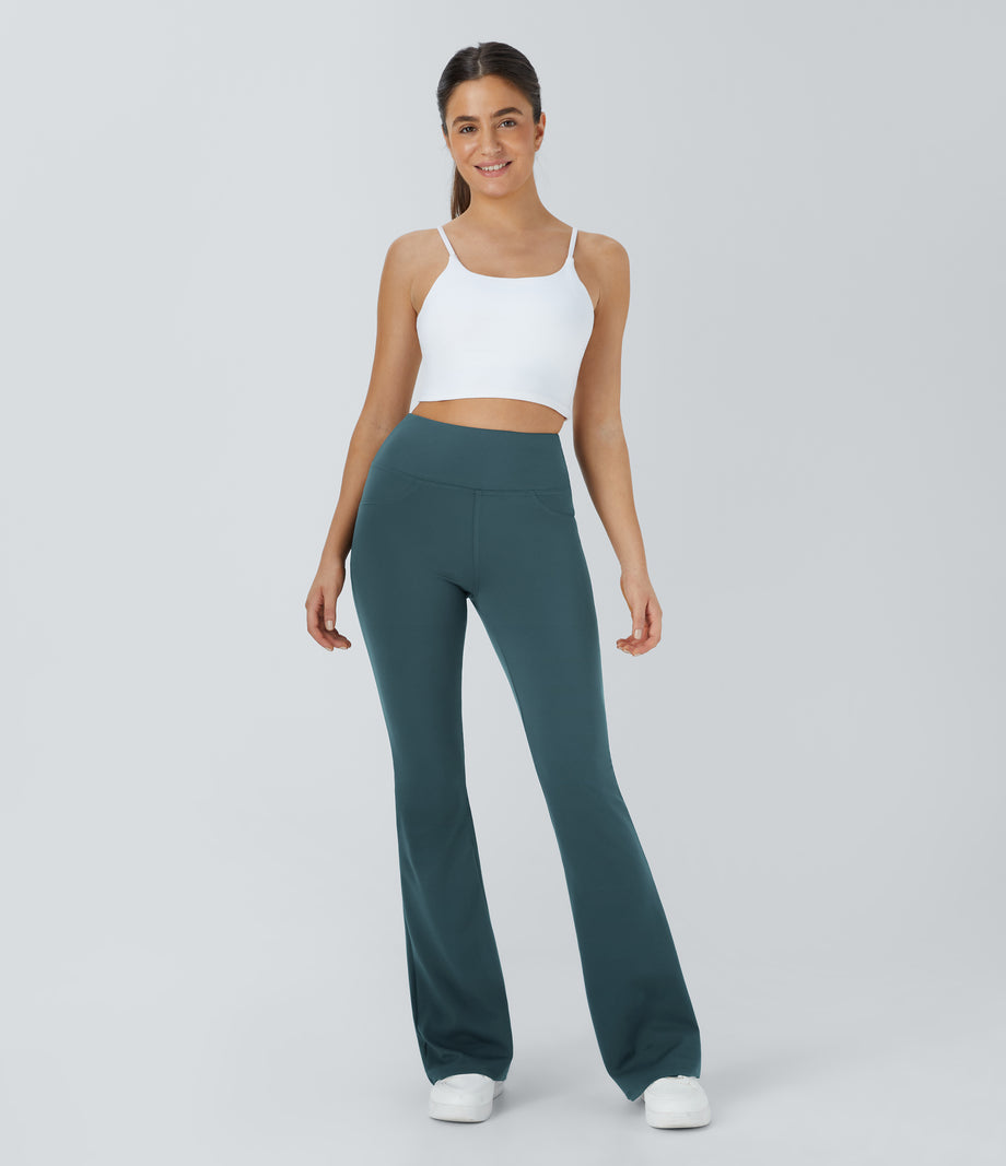 DayStretch High Waisted Pocket Flare Yoga Leggings - Misty Cyan Blue