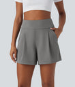 DayStretch High Waisted Work Baggy Shorts 4'' with Pockets - Silent Storm