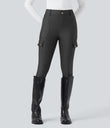 High Waisted Sheen 7/8 Leggings with Pockets - Black Oyster