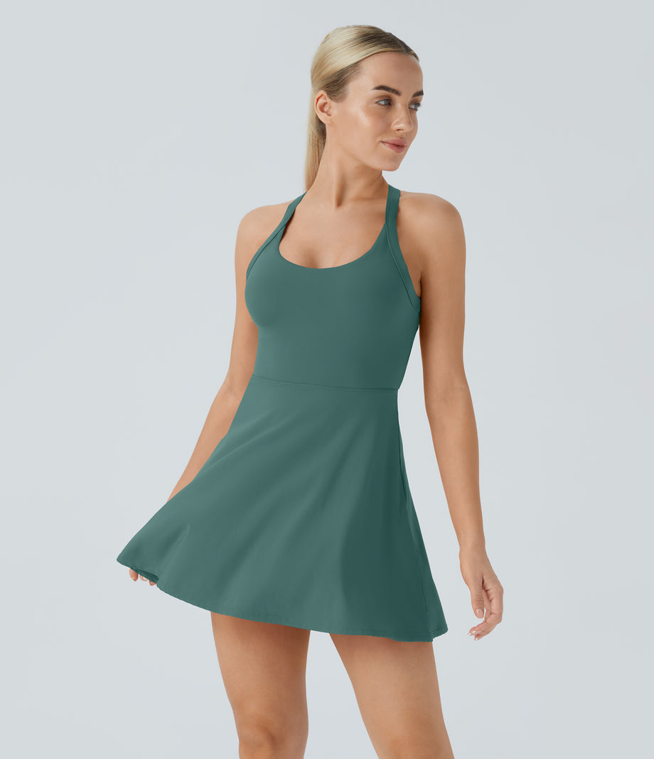 Backless Twisted Active Dress - Blue Spruce