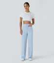 DayStretch High Waisted Pockets Straight Leg Casual Pants - Omphalodes