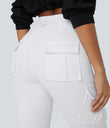 DayStretch High Waisted Cargo Pocket Skinny Yoga Leggings - White