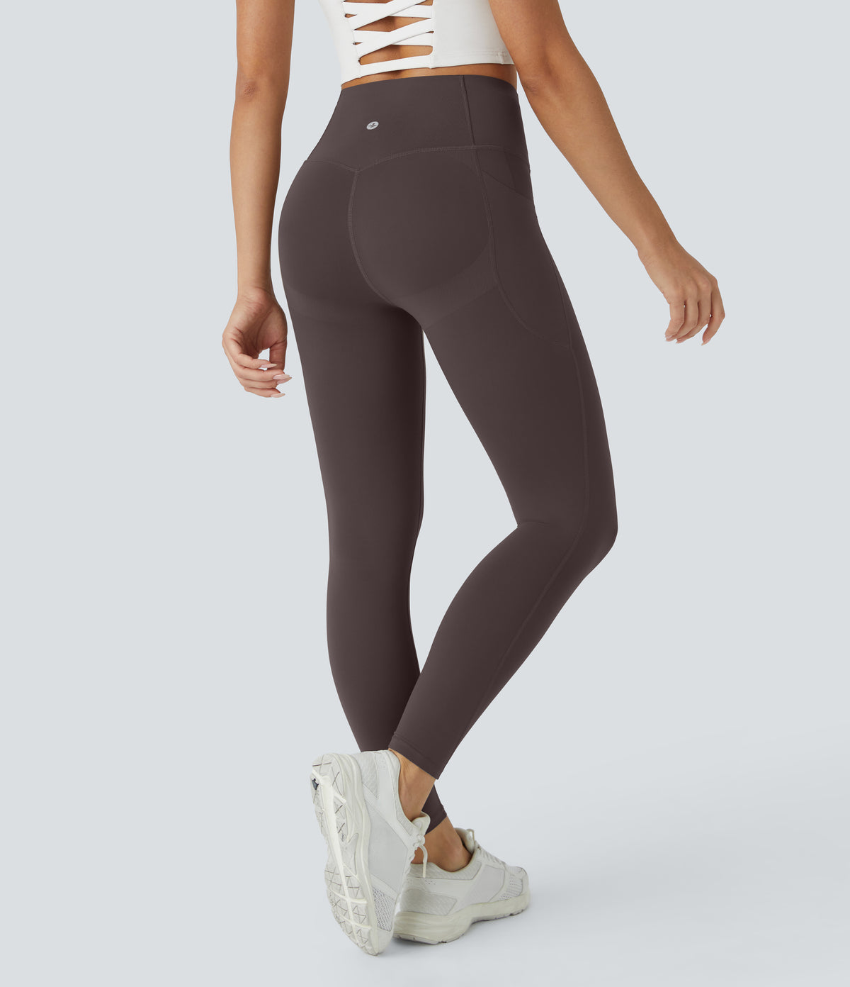 Halara UltraSculpt™ High Waisted Butt Lifting Tummy Control Pocket Shaping Workout Leggings - Hazelnut Black