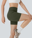 Halara UltraSculpt™ High Waisted Butt Lifting Tummy Control Pocket Shaping Training Biker Shorts 5'' - Deep Woodland Green