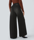 Halara Flex™ High Waisted Pockets Washed Casual Wide Leg Jeans - Coal Black Denim