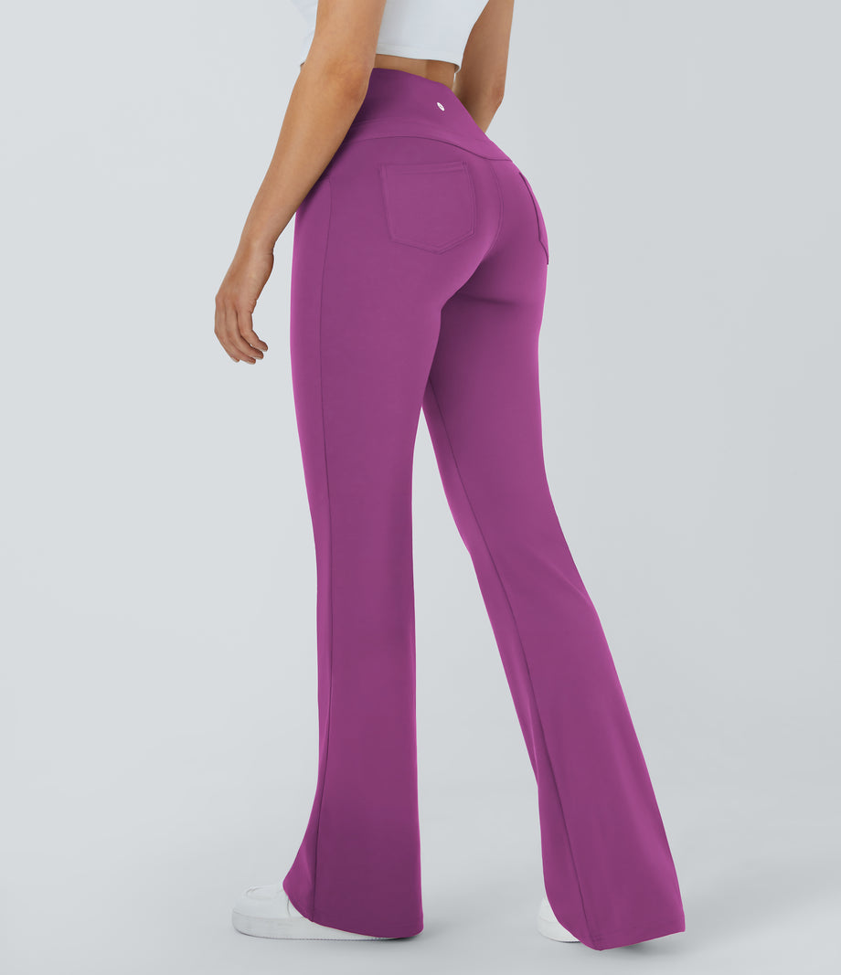 DayStretch High Waisted Pocket Flare Yoga Leggings - Deep Orchid