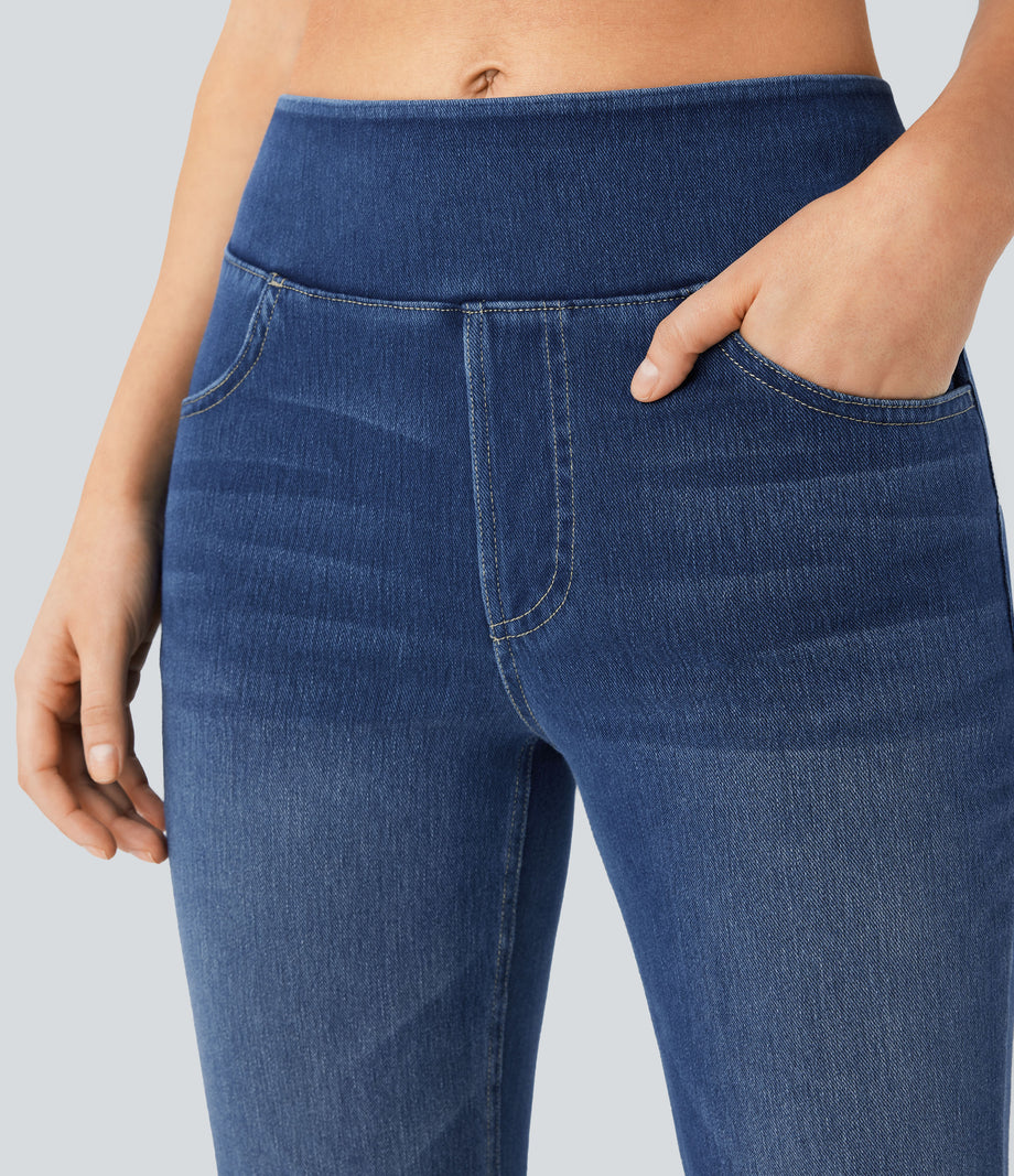 Halara Flex™ High Waisted Pockets Washed Casual Bootcut Jeans - Frost Blue Denim