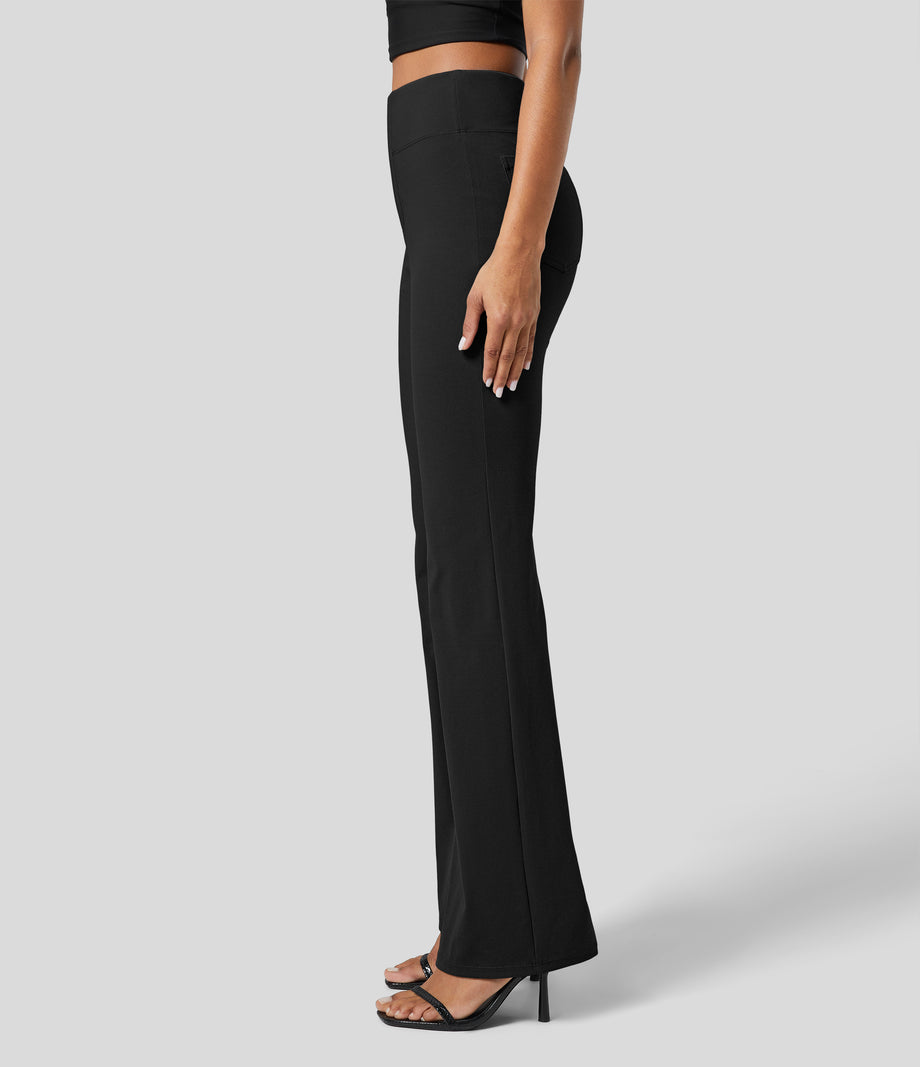 Halara Flex™ High Waisted Back Side Pocket Slight Flare Work Pants - Black
