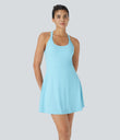 SoftlyZero™ Airy Backless Twisted Flare Low Support Dance Active Dress-Longer Length-Easy Peezy Edition A-D Cups - Spun Sugar