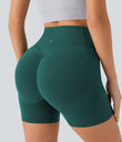 Halara UltraSculpt™ High Waisted Scrunch Butt Lifting Tummy Control Pocket Shaping Workout Biker Shorts 5'' - Forest Biome