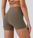 Halara UltraSculpt™ High Waisted Tummy Control Pocket Shaping Training Biker Shorts 3'' - Dawn Brown