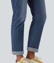 Halara Flex™ High Waisted Rolled Hem Casual Slim Jeans with Pockets - Estate Blue Denim