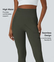 OneForm Seamless Flow High Waisted Ruched 7/8 Yoga Leggings - Forest Night
