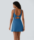 SoftlyZero™ Plush Double Straps 2-Piece Pocket Slip Dance Active Dress A-D Cups - Gloomy Blue