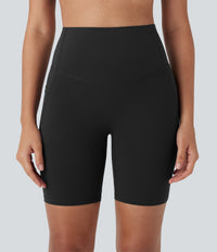 Halara UltraSculpt™ High Waisted Butt Lifting Tummy Control Pocket Shaping Training Biker Shorts 7'' - Black