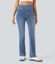 Halara Flex™ High Waisted Pockets Washed Casual Bootcut Jeans - Blue Gray Denim