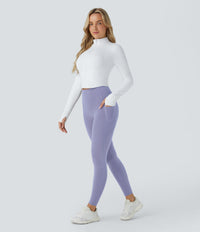 Halara UltraSculpt™ High Waisted Butt Lifting Tummy Control Pocket Shaping Workout Leggings - Falling Gray Purple